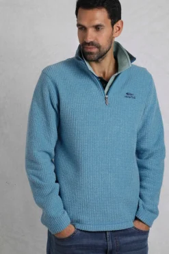 Weird Fish Fleece|Newark Eco 1/4 Zip Grid Fleece Sky Blue