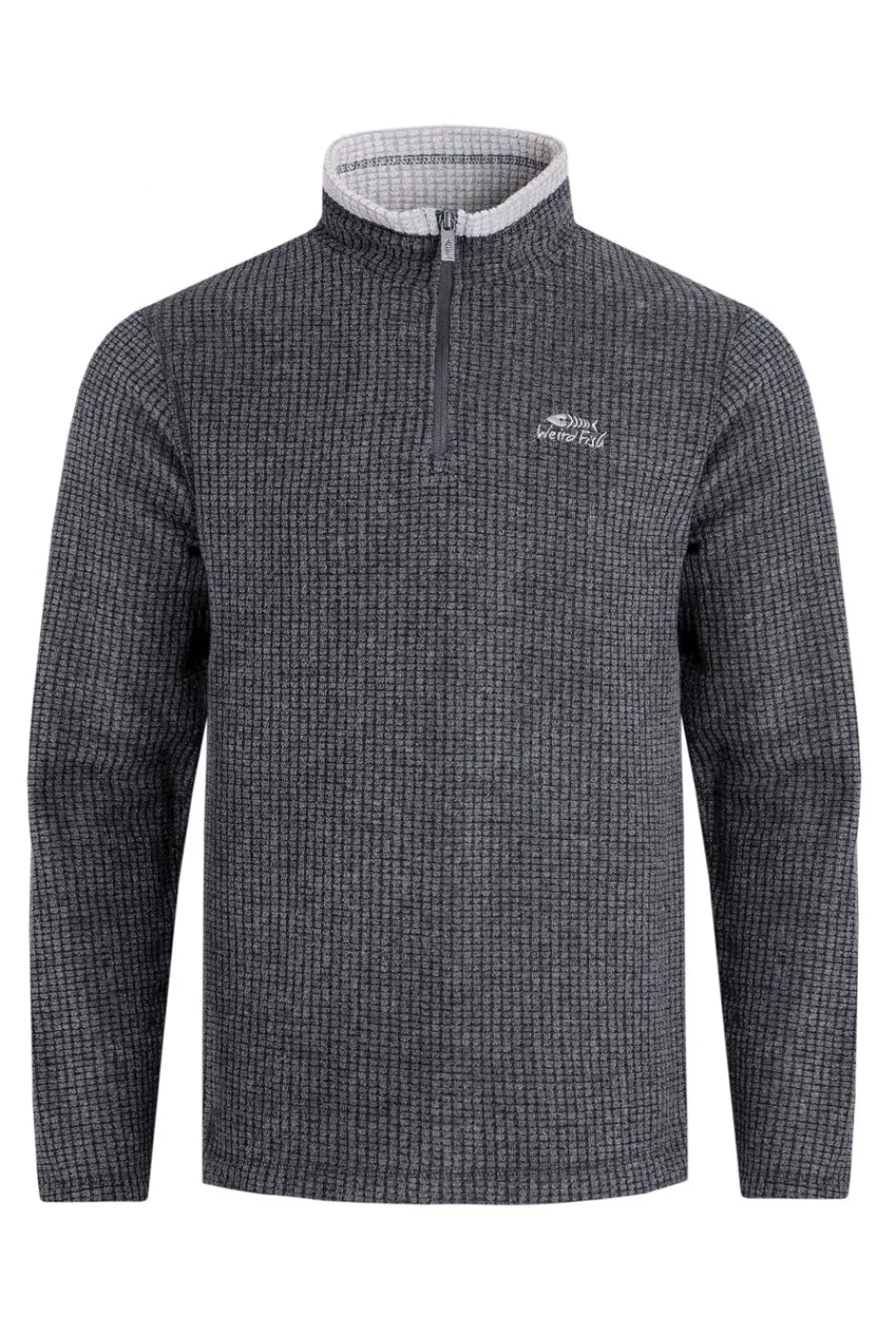 Weird Fish Fleece|Newark Eco 1/4 Zip Grid Fleece Washed Black