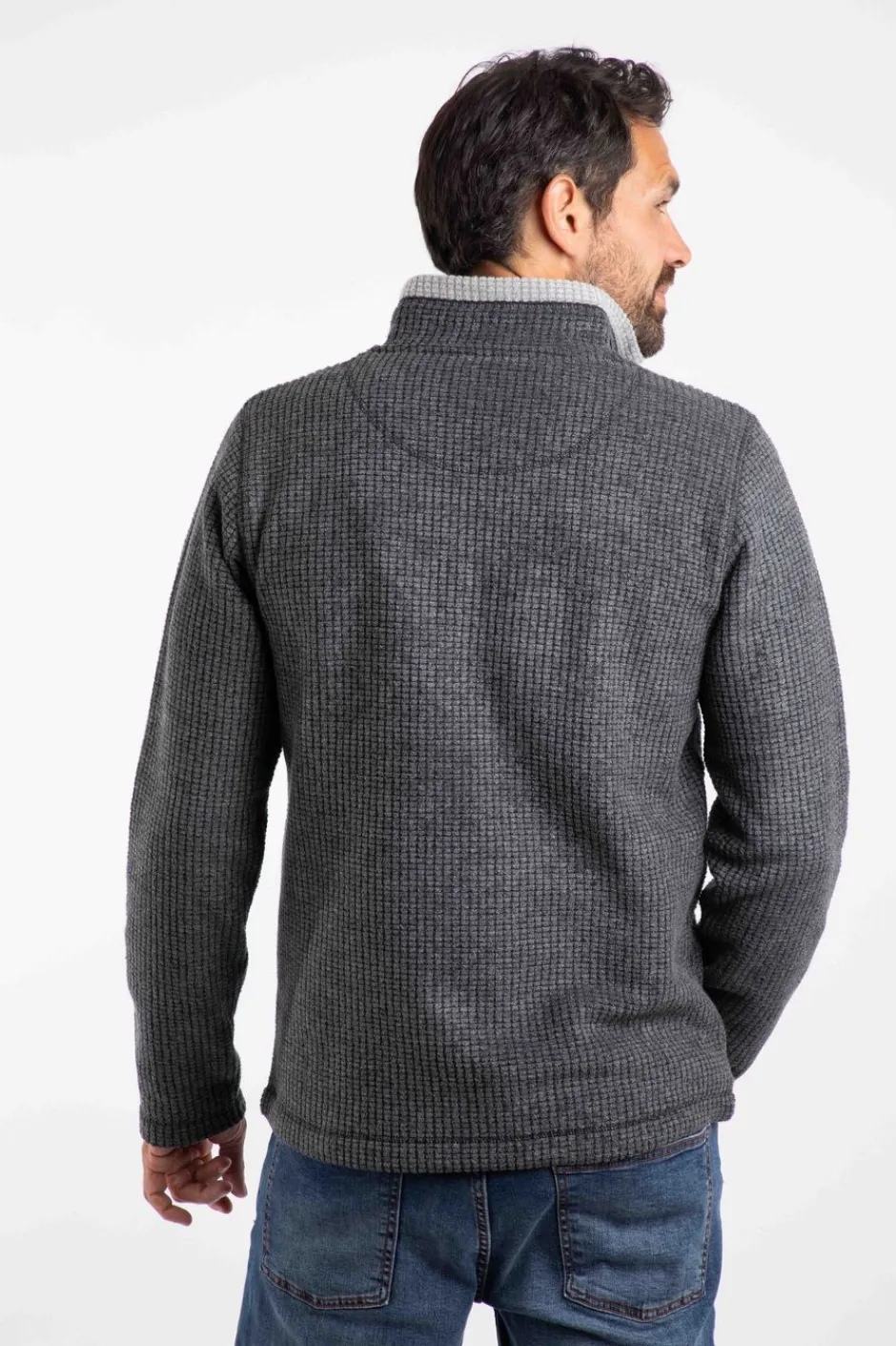 Weird Fish Fleece|Newark Eco 1/4 Zip Grid Fleece Washed Black