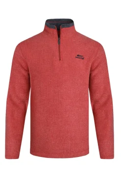Weird Fish Fleece|Newark Eco 1/4 Zip Grid Fleece Barberry Red Marl