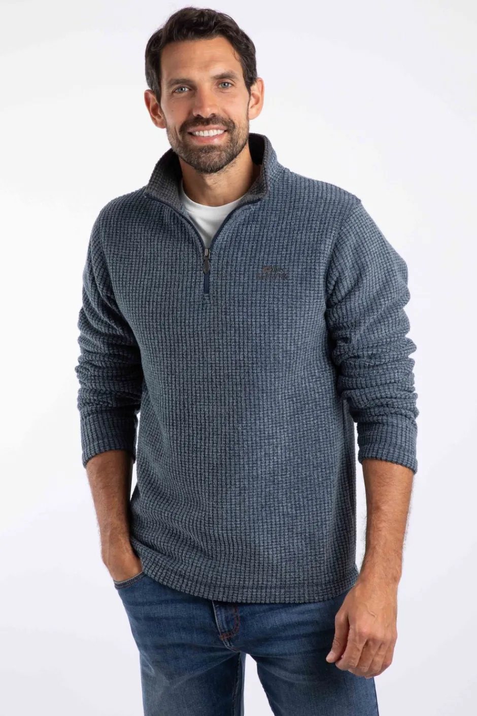 Weird Fish Fleece|Newark Eco 1/4 Zip Grid Fleece Navy