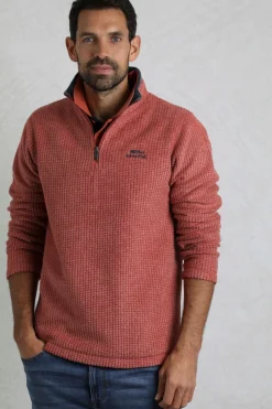 Weird Fish Fleece|Newark Eco 1/4 Zip Grid Fleece Paprika