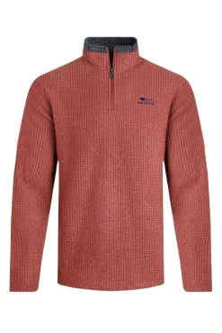 Weird Fish Fleece|Newark Eco 1/4 Zip Grid Fleece Paprika