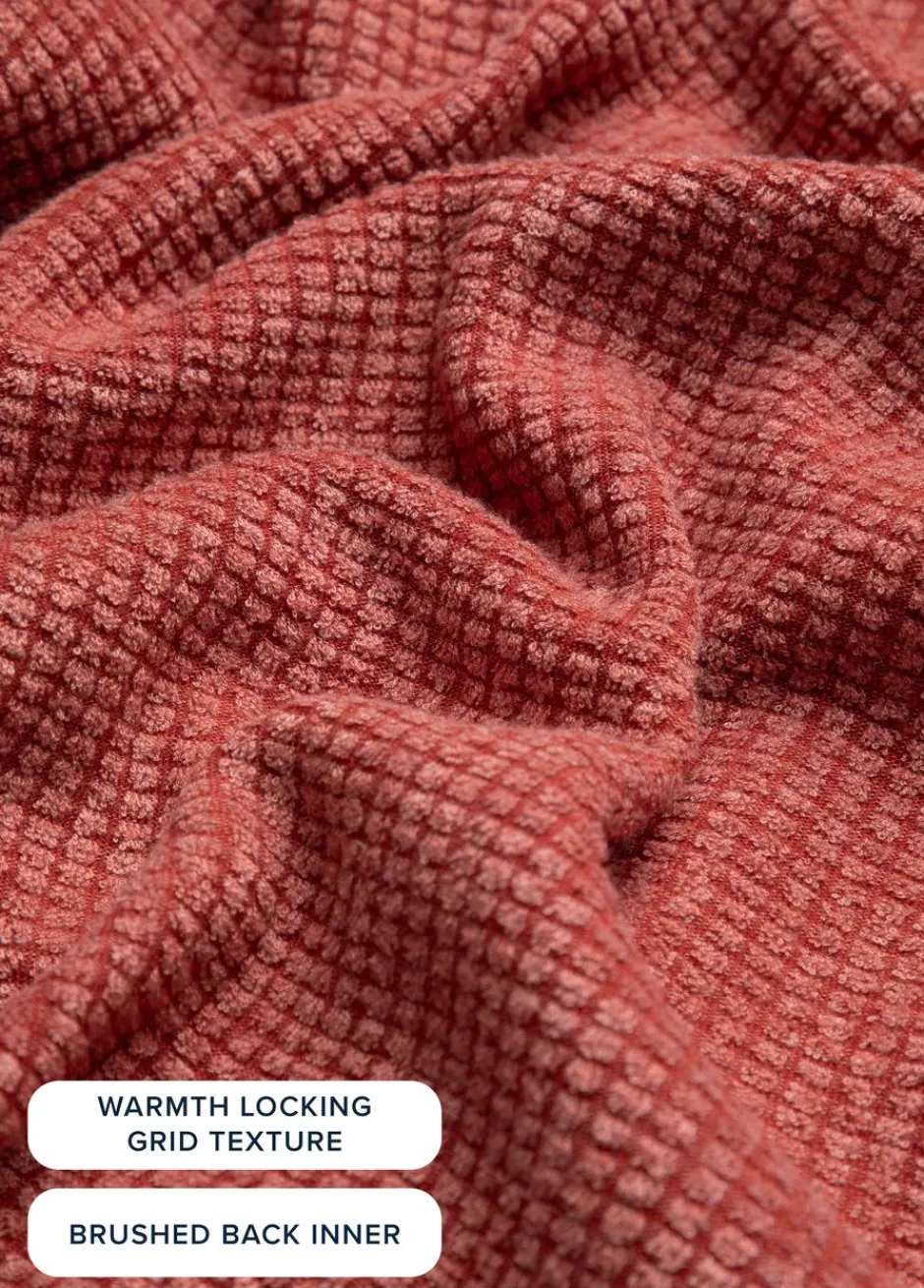 Weird Fish Fleece|Newark Eco 1/4 Zip Grid Fleece Paprika
