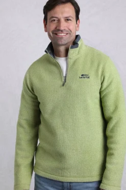 Weird Fish Fleece|Newark Eco 1/4 Zip Grid Fleece Tarragon