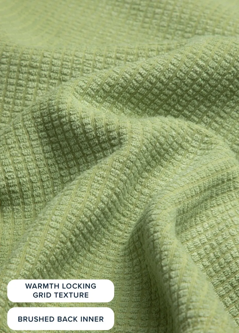Weird Fish Fleece|Newark Eco 1/4 Zip Grid Fleece Tarragon