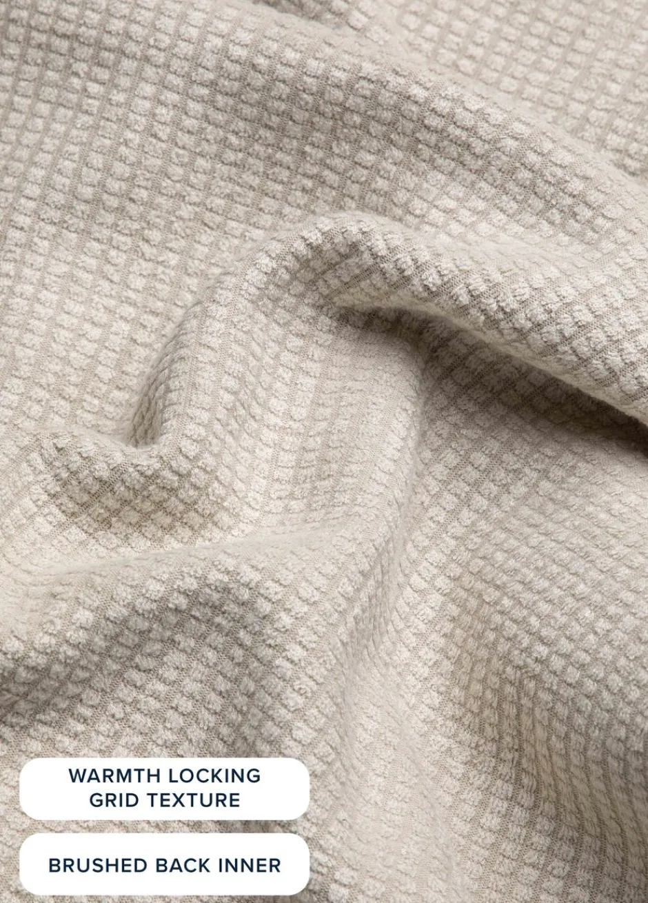 Weird Fish Fleece|Newark Eco 1/4 Zip Grid Fleece Ecru