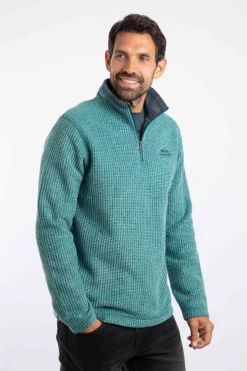 Weird Fish Fleece|Newark Eco 1/4 Zip Grid Fleece Leaf Green