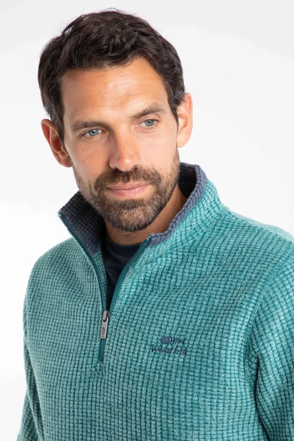 Weird Fish Fleece|Newark Eco 1/4 Zip Grid Fleece Leaf Green