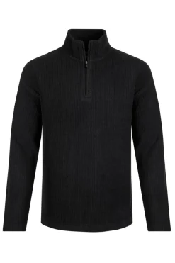 Weird Fish Fleece|Newport 1/4 Zip Rib Fleece Washed Black
