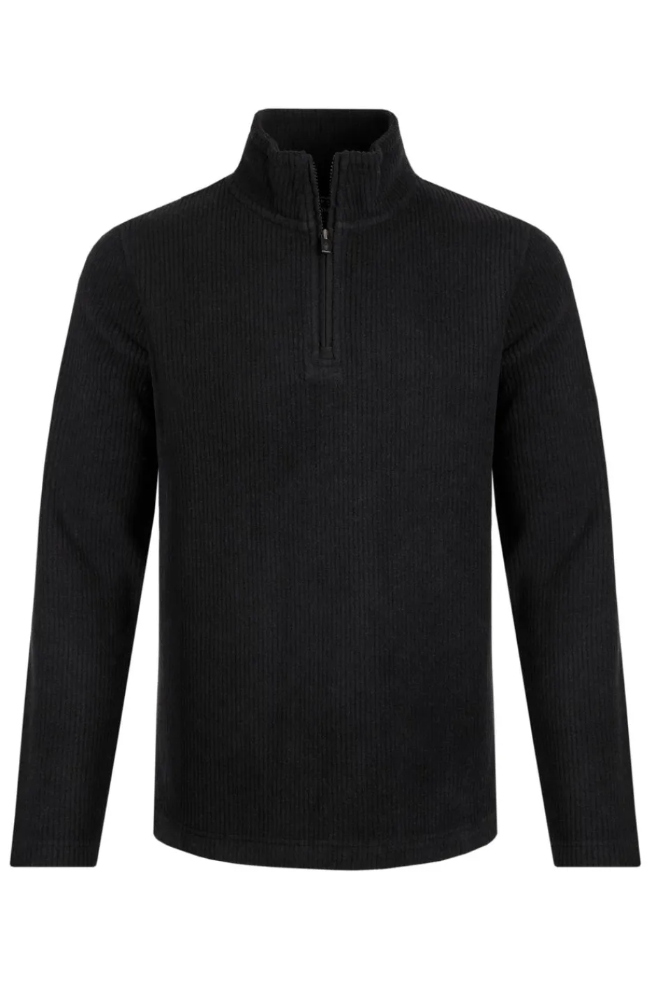 Weird Fish Fleece|Newport 1/4 Zip Rib Fleece Washed Black