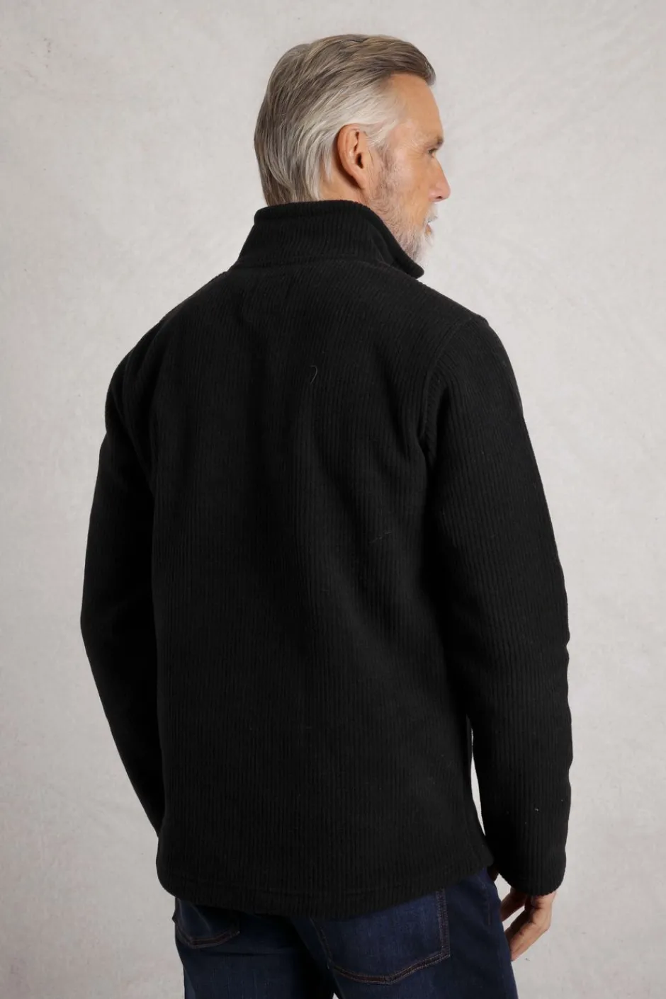 Weird Fish Fleece|Newport 1/4 Zip Rib Fleece Washed Black