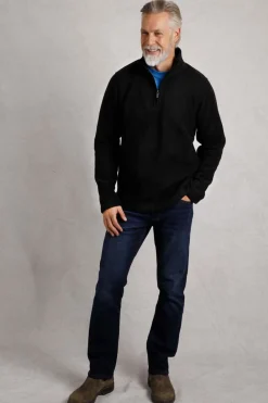 Weird Fish Fleece|Newport 1/4 Zip Rib Fleece Washed Black