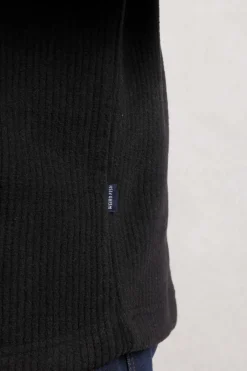 Weird Fish Fleece|Newport 1/4 Zip Rib Fleece Washed Black