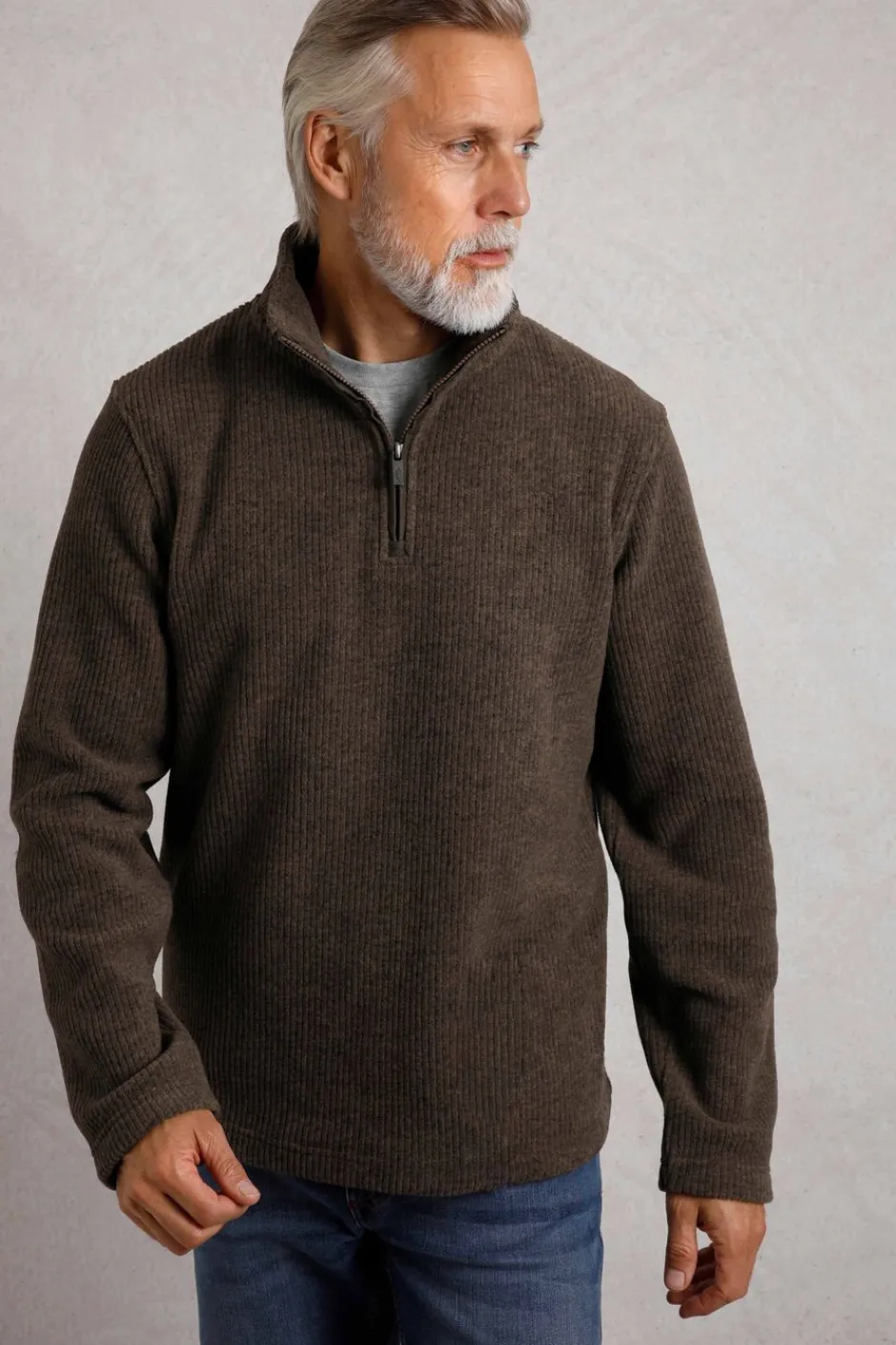 Weird Fish Fleece|Newport 1/4 Zip Rib Fleece Bronze
