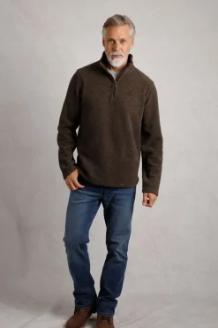Weird Fish Fleece|Newport 1/4 Zip Rib Fleece Bronze