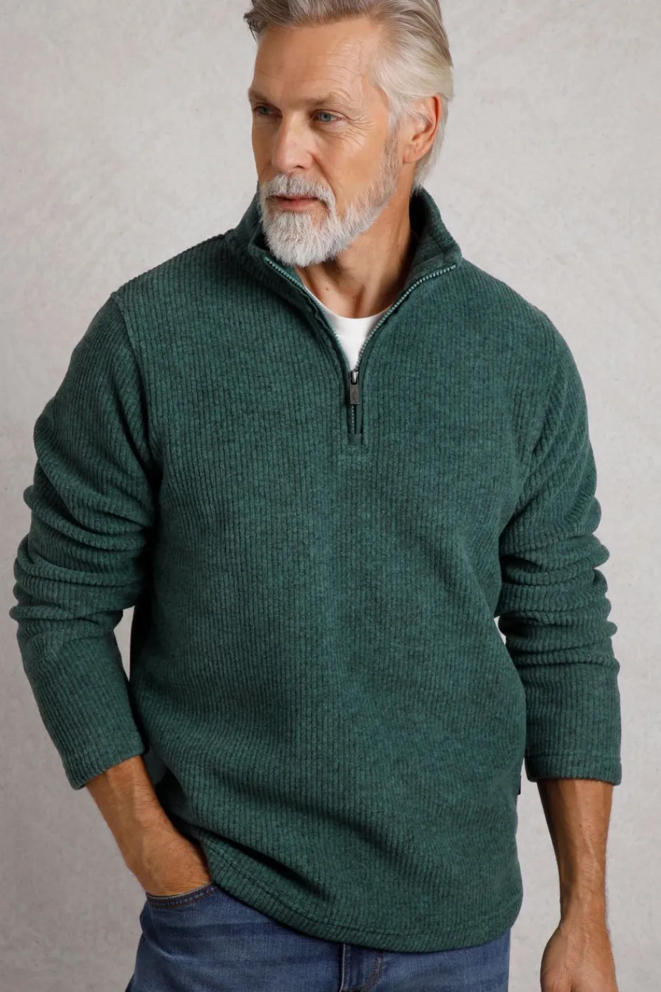 Weird Fish Fleece|Newport 1/4 Zip Rib Fleece Ivy