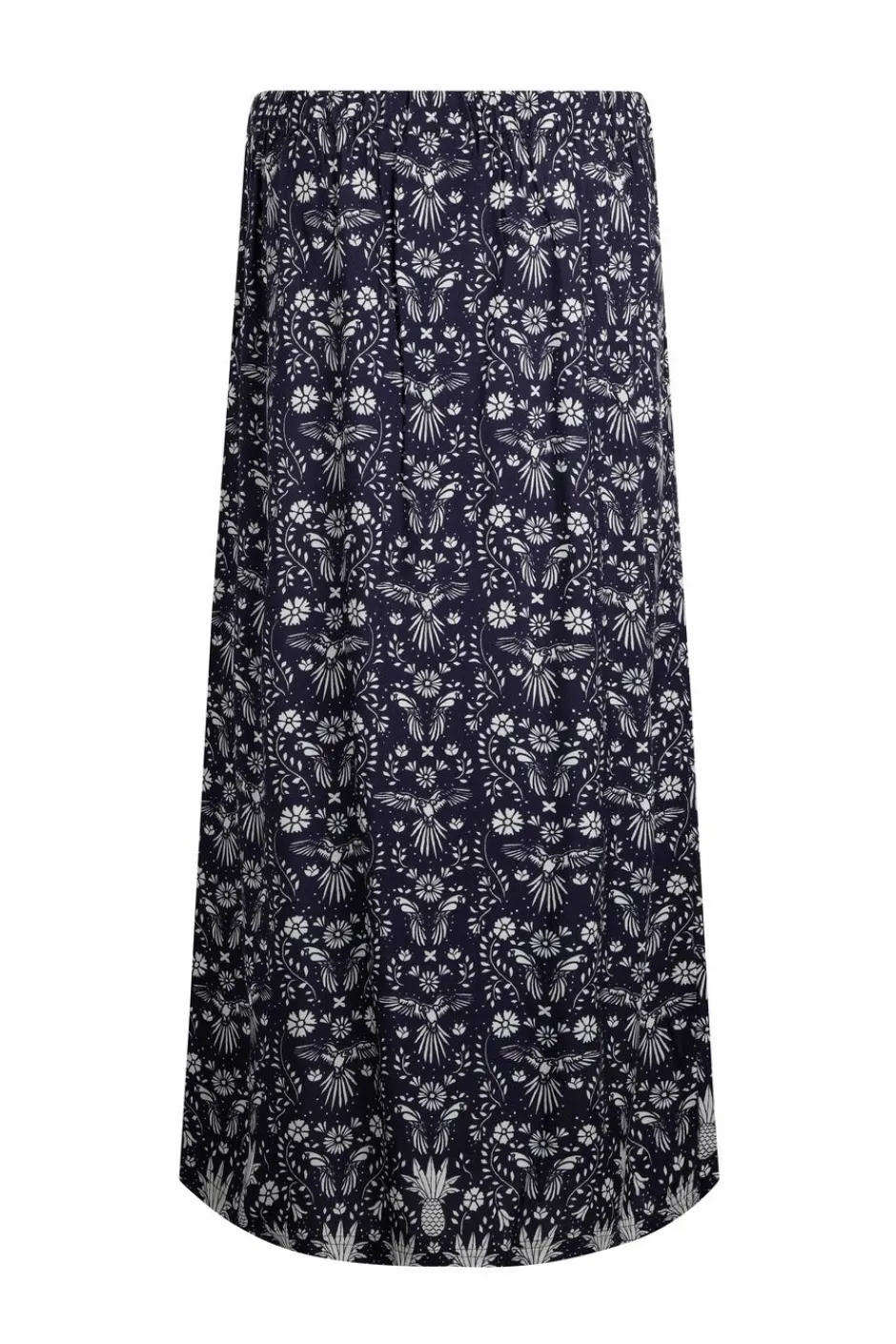 Weird Fish Skirts|Nina Livaeco™ Printed Viscose Midi Skirt Rich Navy
