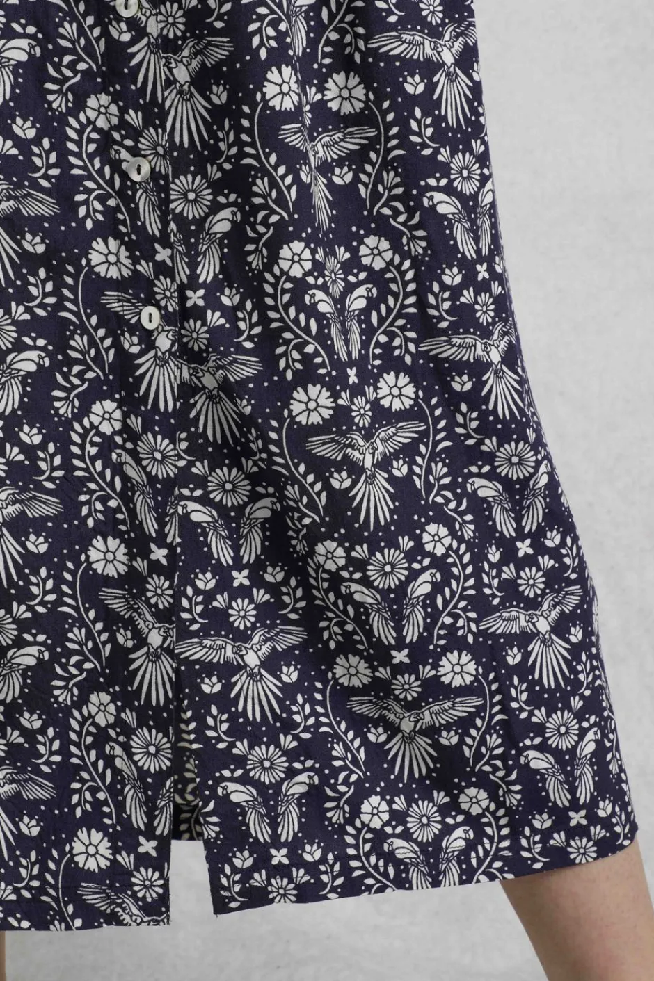 Weird Fish Skirts|Nina Livaeco™ Printed Viscose Midi Skirt Rich Navy
