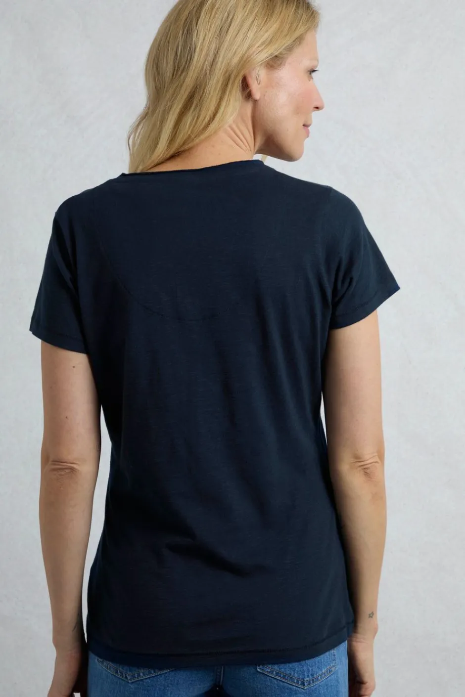 Weird Fish Tunics|Tops & T-Shirts|No Rain No Flowers Organic Cotton Slub Pocket T-Shirt Navy