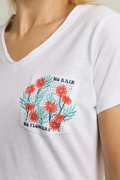Weird Fish Tunics|Tops & T-Shirts|No Rain No Flowers Organic Cotton Slub Pocket T-Shirt White
