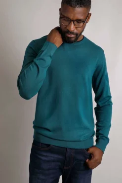 Weird Fish Jumpers & Knitwear|Noah Crew Neck Fine Knit Jumper Mineral Blue