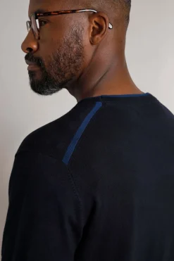 Weird Fish Jumpers & Knitwear|Noah Crew Neck Fine Knit Jumper Midnight