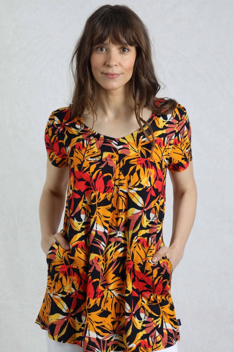Weird Fish Tunics|Tops & T-Shirts|Nuri LivaEco™ Viscose Printed Tunic Caramel