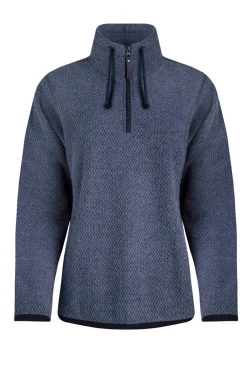 Weird Fish Fleece|Odina Eco 1/4 Zip Zig Zag Fleece Dark Blue