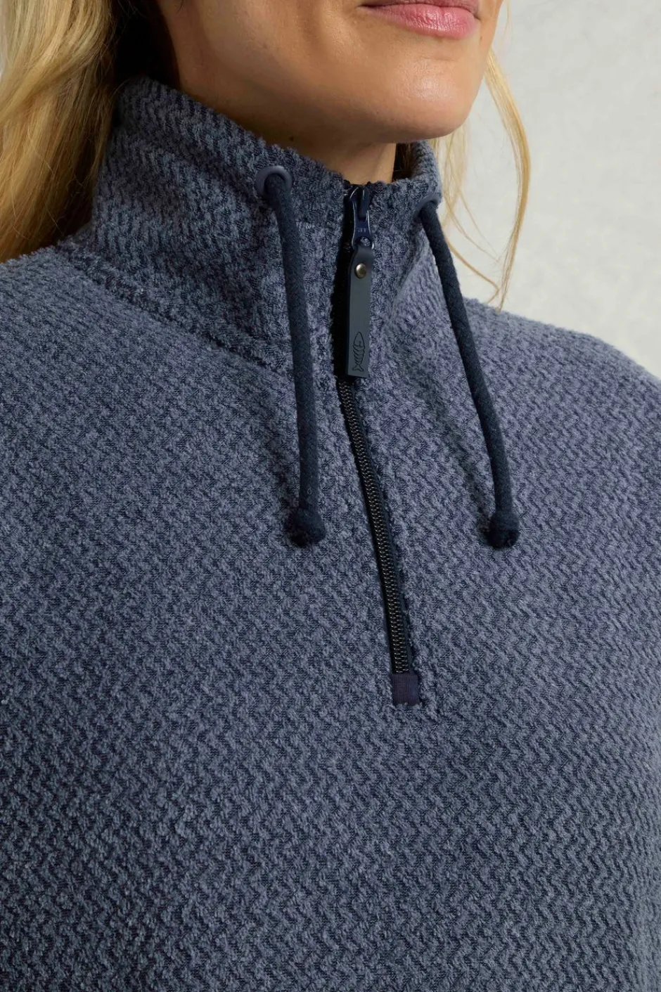 Weird Fish Fleece|Odina Eco 1/4 Zip Zig Zag Fleece Dark Blue