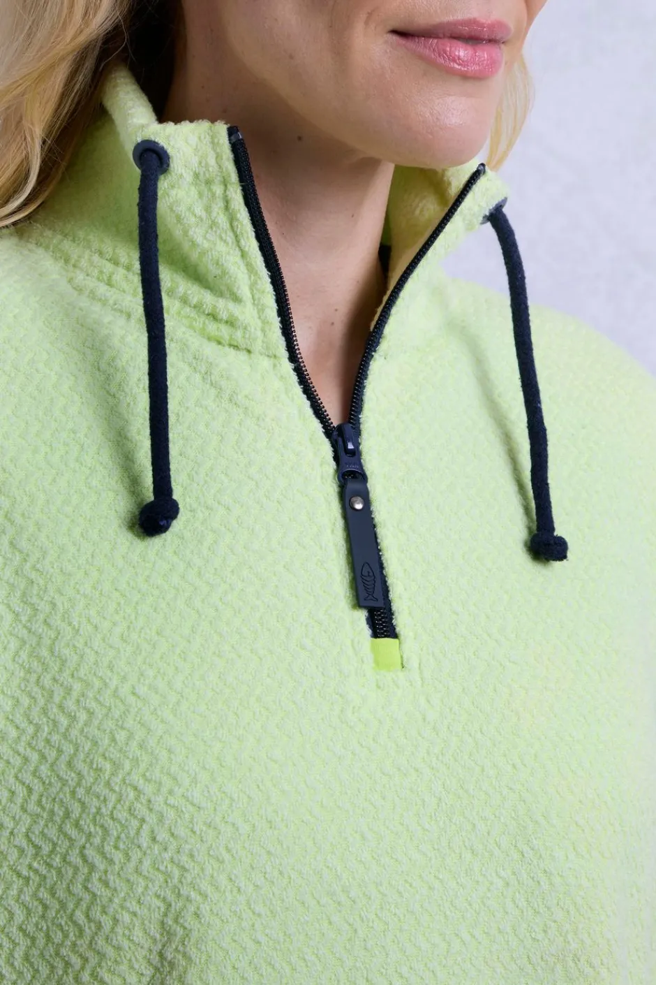 Weird Fish Fleece|Odina Eco 1/4 Zip Zig Zag Fleece Acid Lime