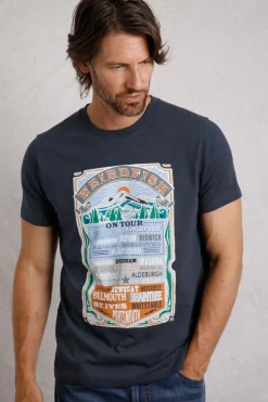 Weird Fish T-Shirts|On Tour Organic Cotton Front Print Graphic T-Shirt Navy