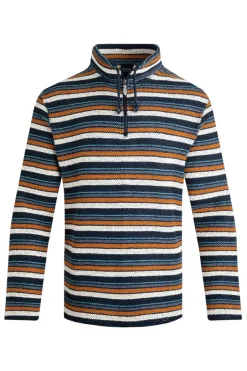 Weird Fish Sweatshirts & Hoodies|Oscar 1/4 Zip Stripe Kierra Eco Macaroni Navy