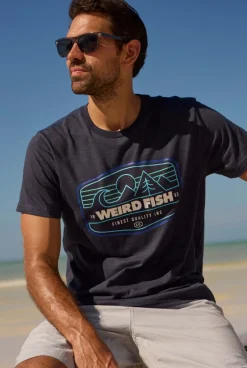 Weird Fish T-Shirts|Pacific Eco Front Print Graphic T-Shirt Navy