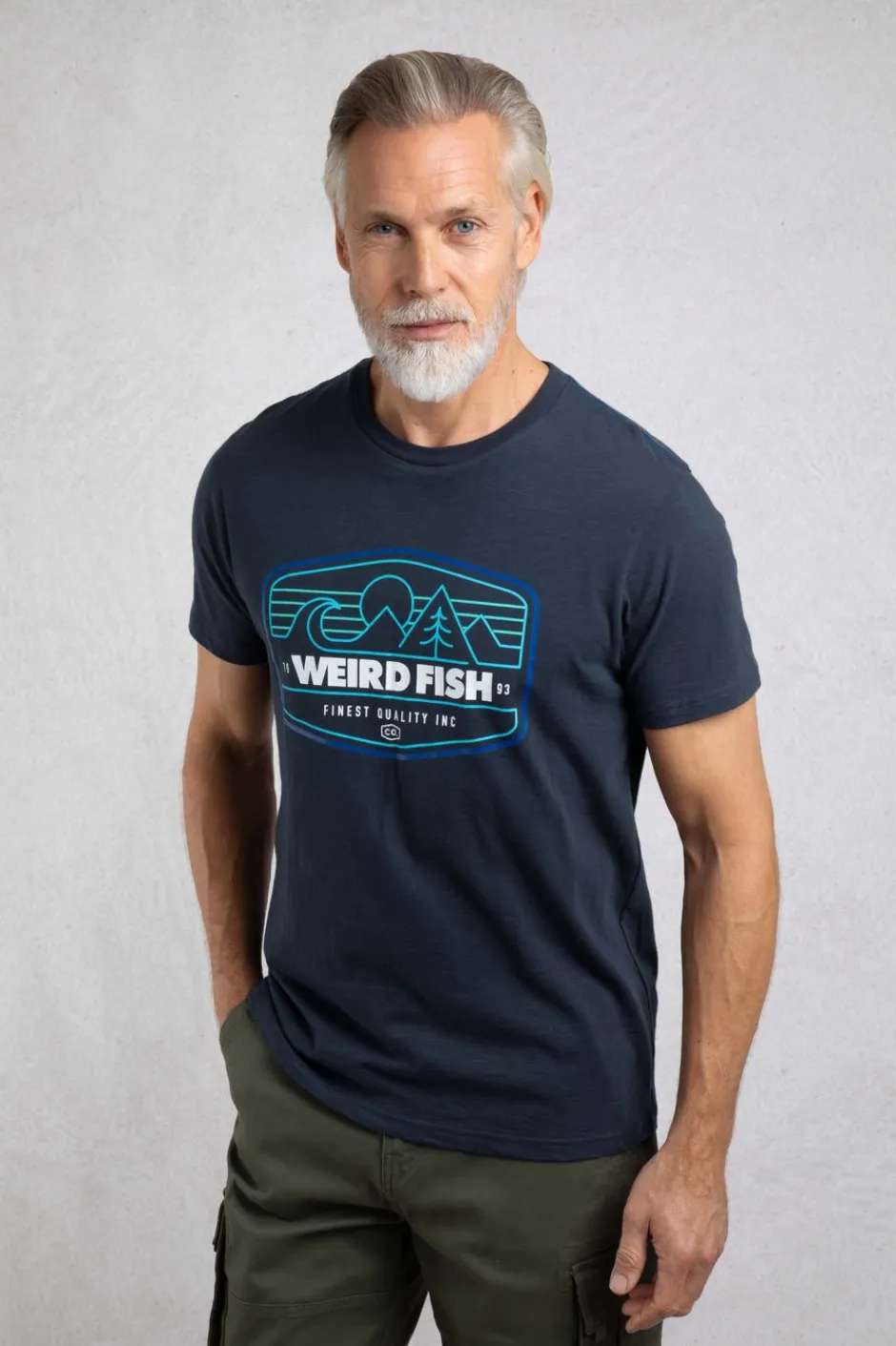 Weird Fish T-Shirts|Pacific Eco Front Print Graphic T-Shirt Navy