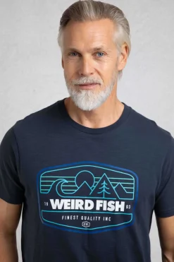 Weird Fish T-Shirts|Pacific Eco Front Print Graphic T-Shirt Navy