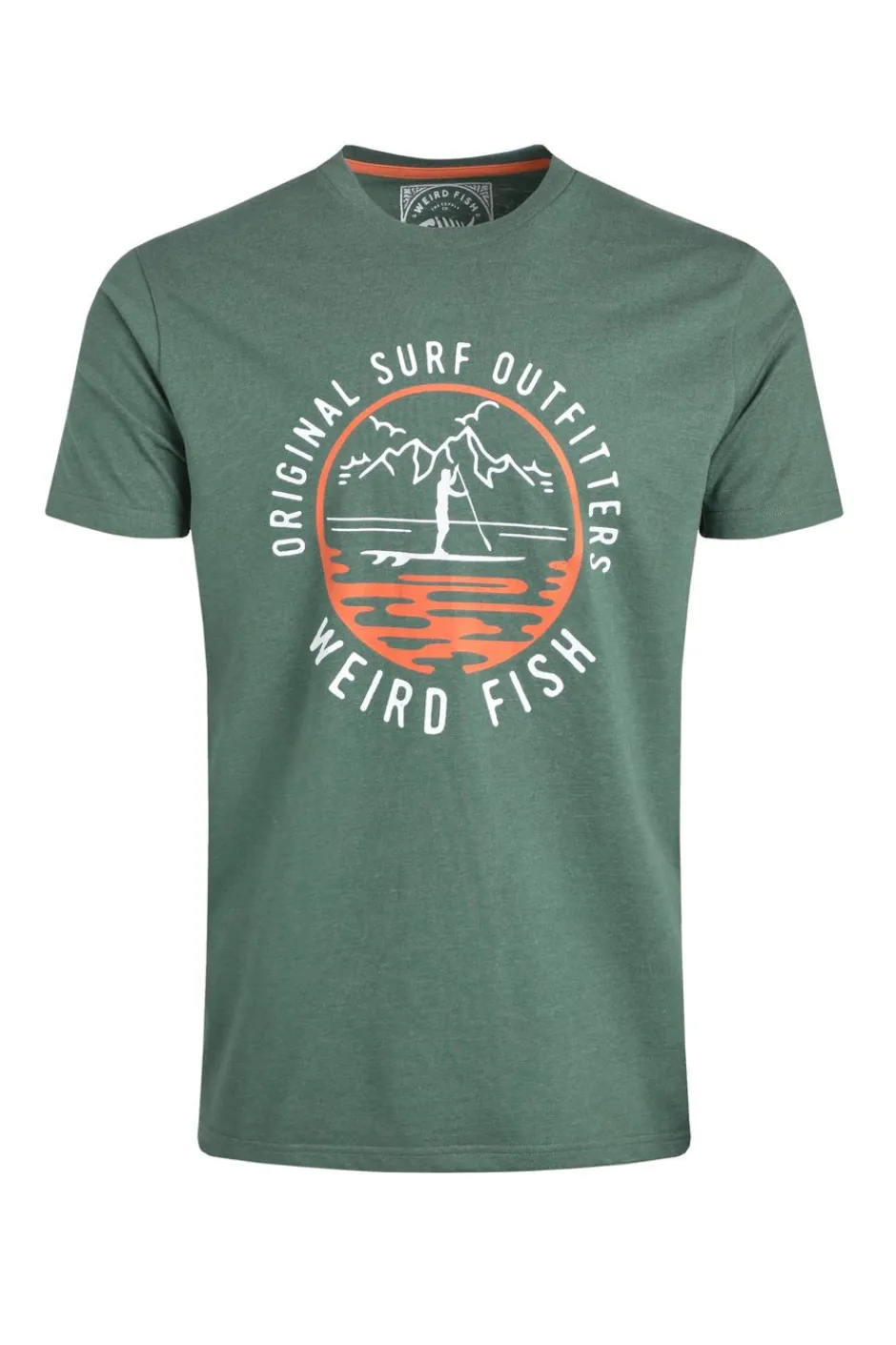 Weird Fish T-Shirts|Paddle Front Print Graphic T-Shirt Dusky Green