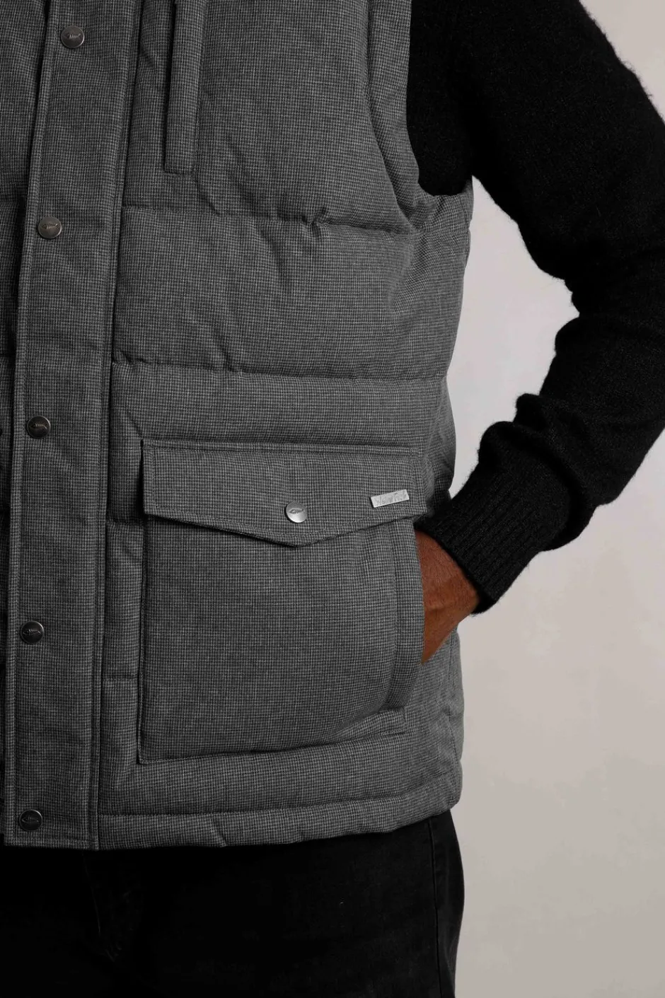 Weird Fish Coats, Jackets And Gilets|Padstow Houndstooth Puffer Gilet Anthracite
