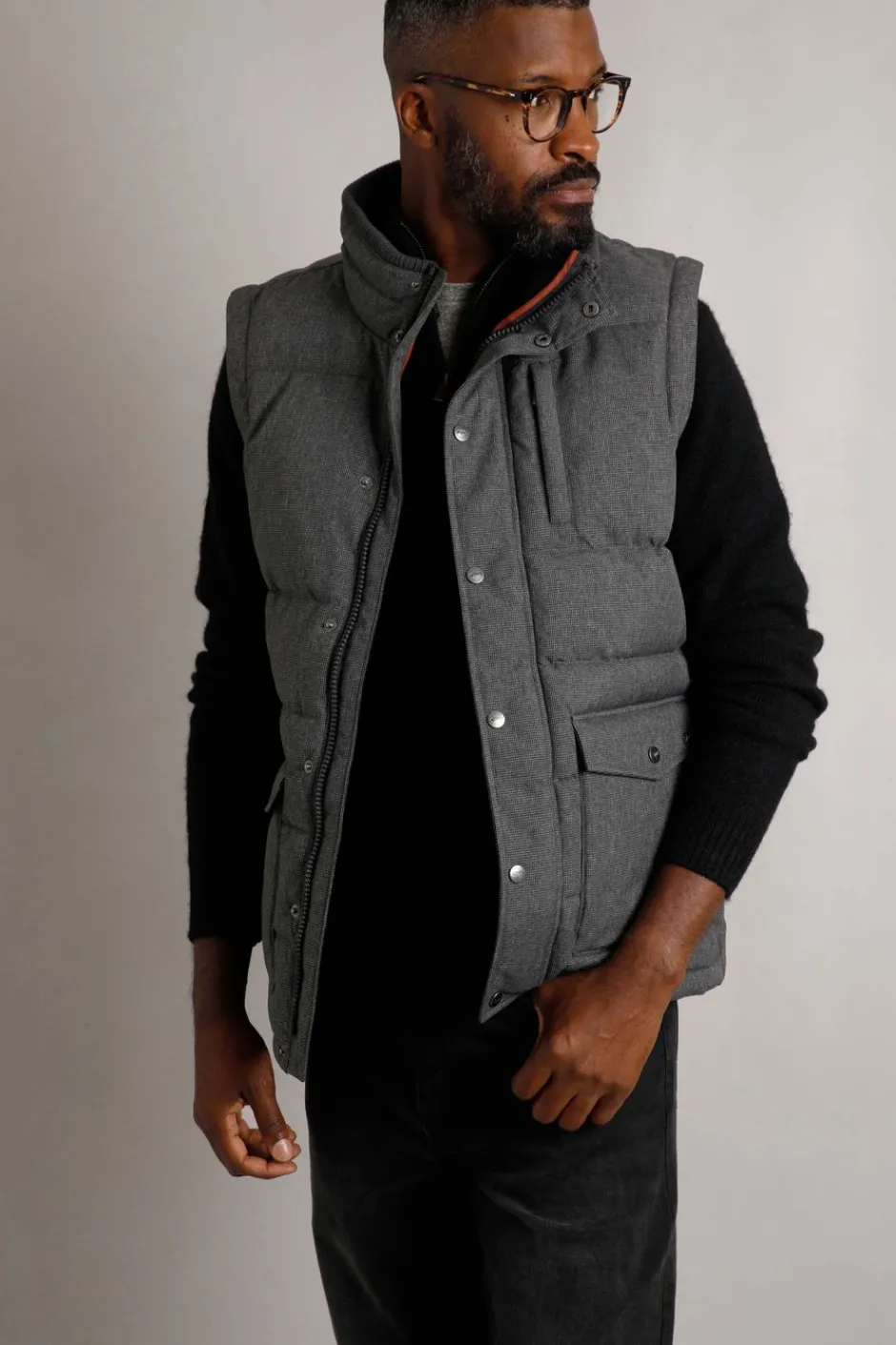 Weird Fish Coats, Jackets And Gilets|Padstow Houndstooth Puffer Gilet Anthracite