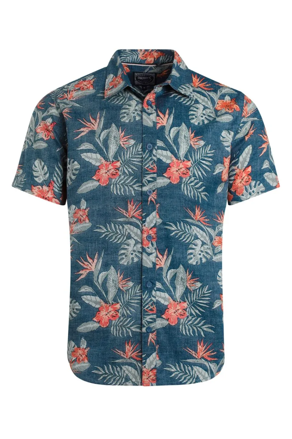 Weird Fish Shirts|Palm Short Sleeve Reverse Print Shirt Navy