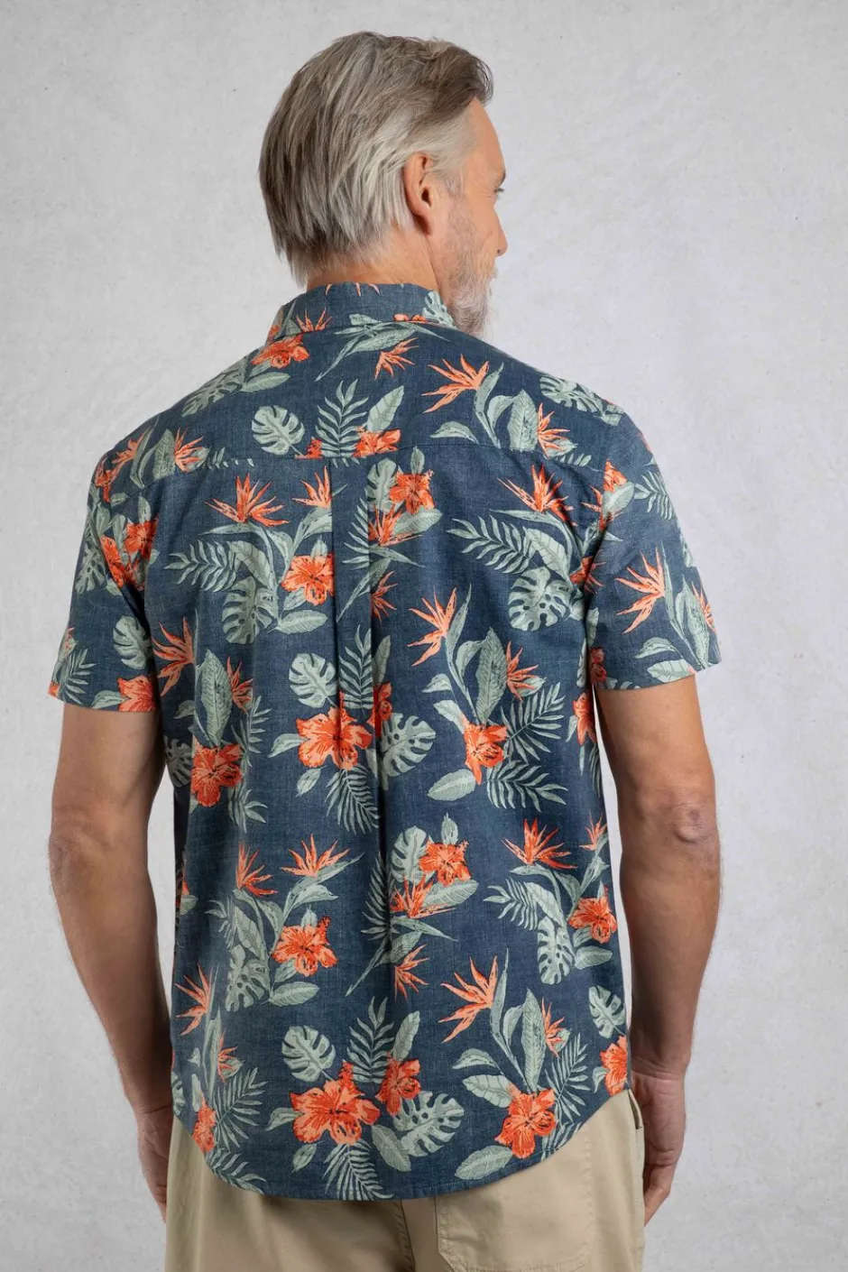 Weird Fish Shirts|Palm Short Sleeve Reverse Print Shirt Navy