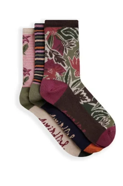 Weird Fish Socks & Tights|Socks & Tights|Parade Patterned Socks 3 Pack Chocolate