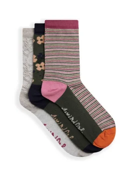 Weird Fish Socks & Tights|Socks & Tights|Parade Patterned Socks 3 Pack Olive Green