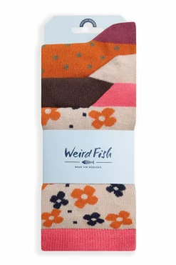 Weird Fish Socks & Tights|Socks & Tights|Parade Patterned Socks 3 Pack Brick Orange