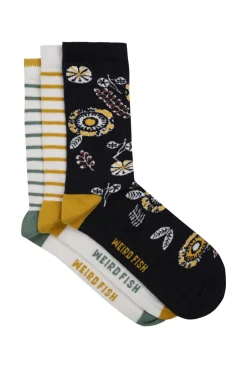 Weird Fish Socks & Tights|Socks & Tights|Parade Patterned Socks 3 Pack Deep Amber
