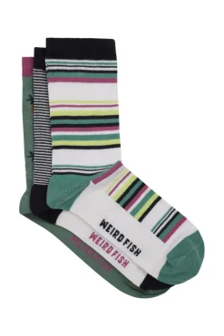 Weird Fish Socks & Tights|Socks & Tights|Parade Patterned Socks 3 Pack Navy
