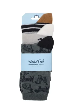 Weird Fish Socks & Tights|Socks & Tights|Parade Patterned Socks 3 Pack Dusty Teal