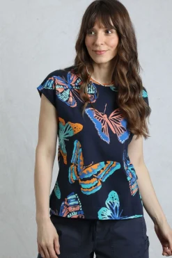 Weird Fish Tunics|Tops & T-Shirts|Paw Paw Organic Cotton Printed T-Shirt Dark Blue
