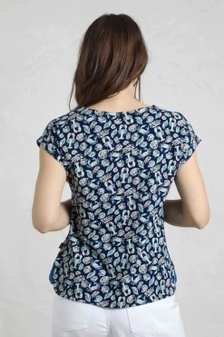 Weird Fish Tunics|Tops & T-Shirts|Paw Paw Organic Cotton Printed T-Shirt Ocean Blue