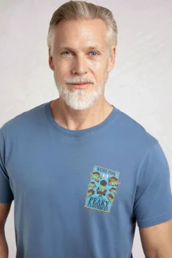 Weird Fish T-Shirts|Peaky Flounders Back Print Artist T-Shirt Mid Blue
